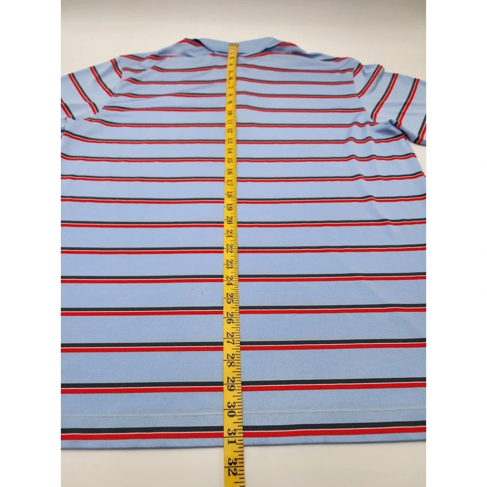 MENS VINTAGE NIKE DRI FIT PERFORMANCE GOLF XL‎ BUTTON UP POLO SHIRT BLUE STRIPED